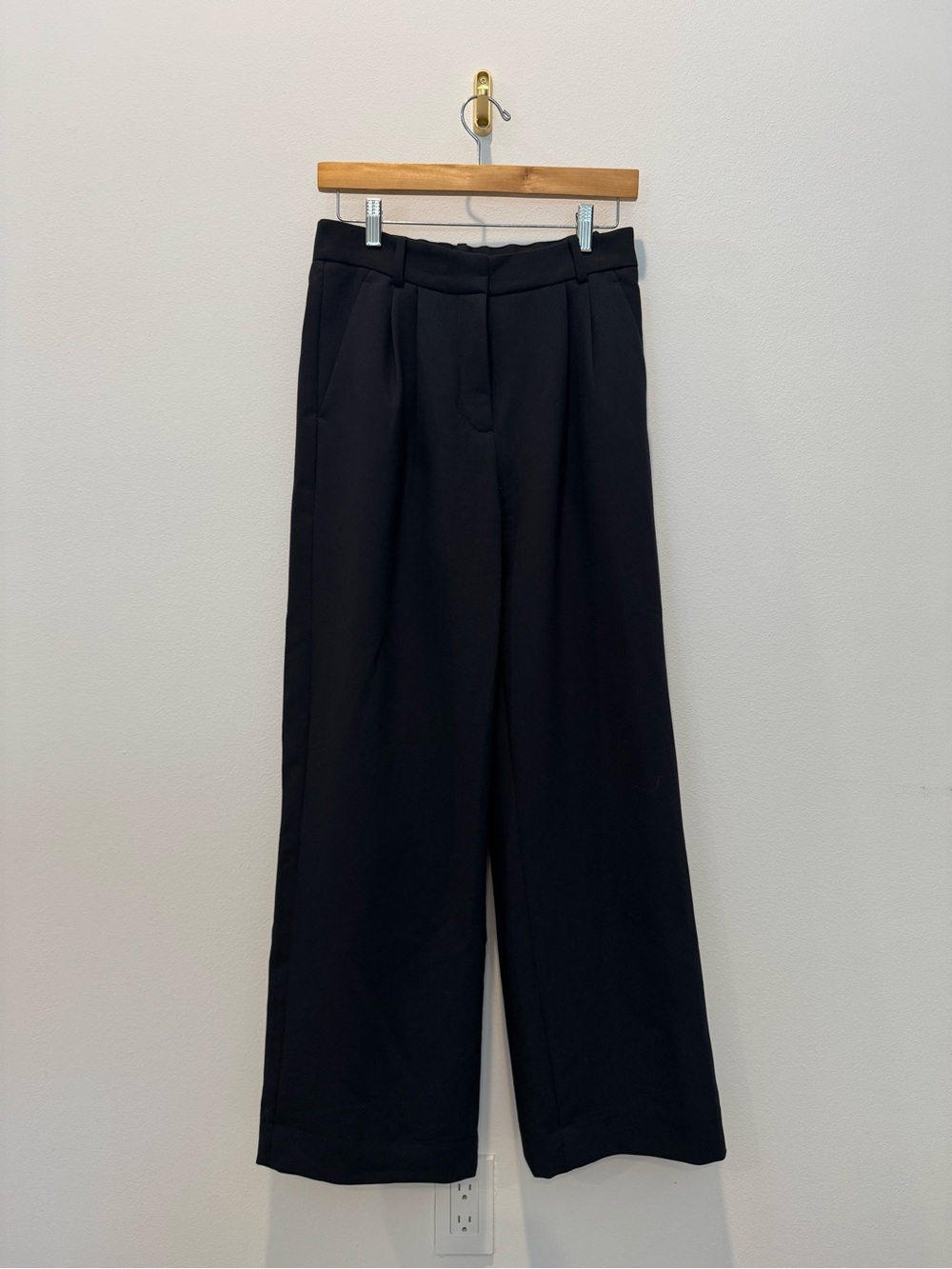 Abercrombie & Fitch Black Wide-Leg Trousers - Black in 27 Short